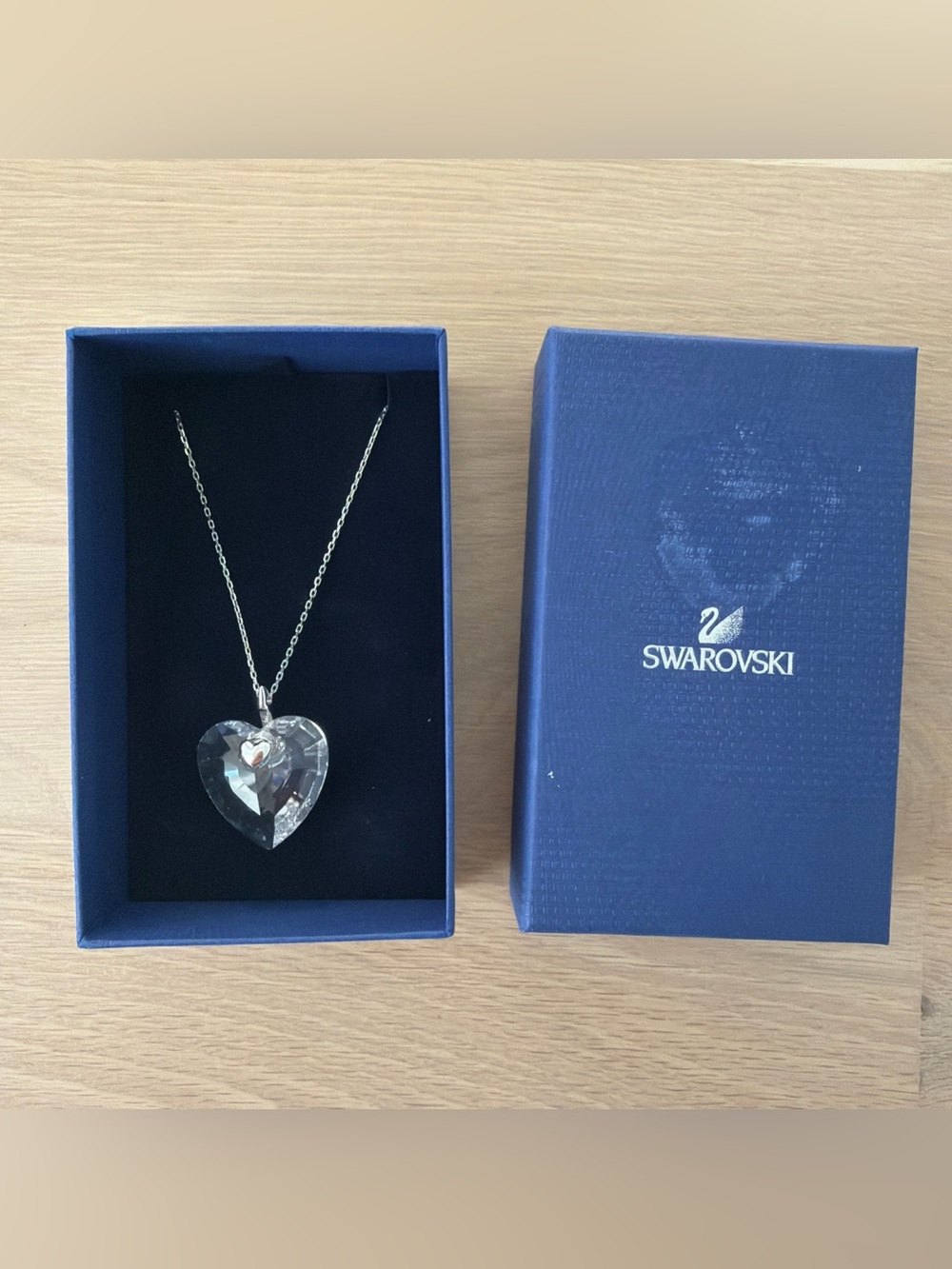 Authentic Swarovski Crystal Pendant Clear Heart Necklace With Original Box